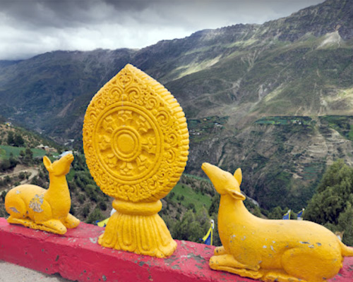 Shashur Monastery located in District Lahaul and Spiti, Himachal founded in the 16th century is a famous place of attraction surrounded by blue pine trees.